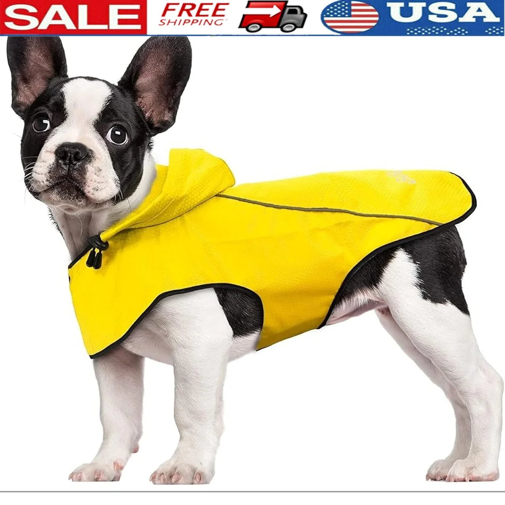 Waterproof Dog Raincoat Small Dogs Reflective Puppy Hoodie Adjustable Belly Strap Safe Rain Jacket Easy Clean Doggy Poncho