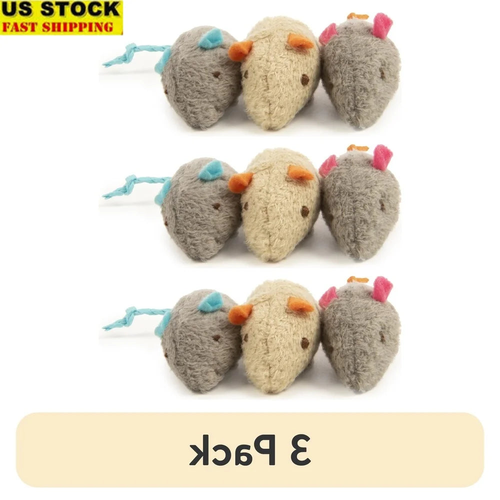 XMSJ Catnip Mice Toys 3 Pack for Energetic Cats Fun