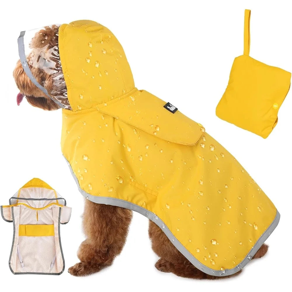 Hign-concerned Dog Raincoat Adjustable Reflective Waterproof