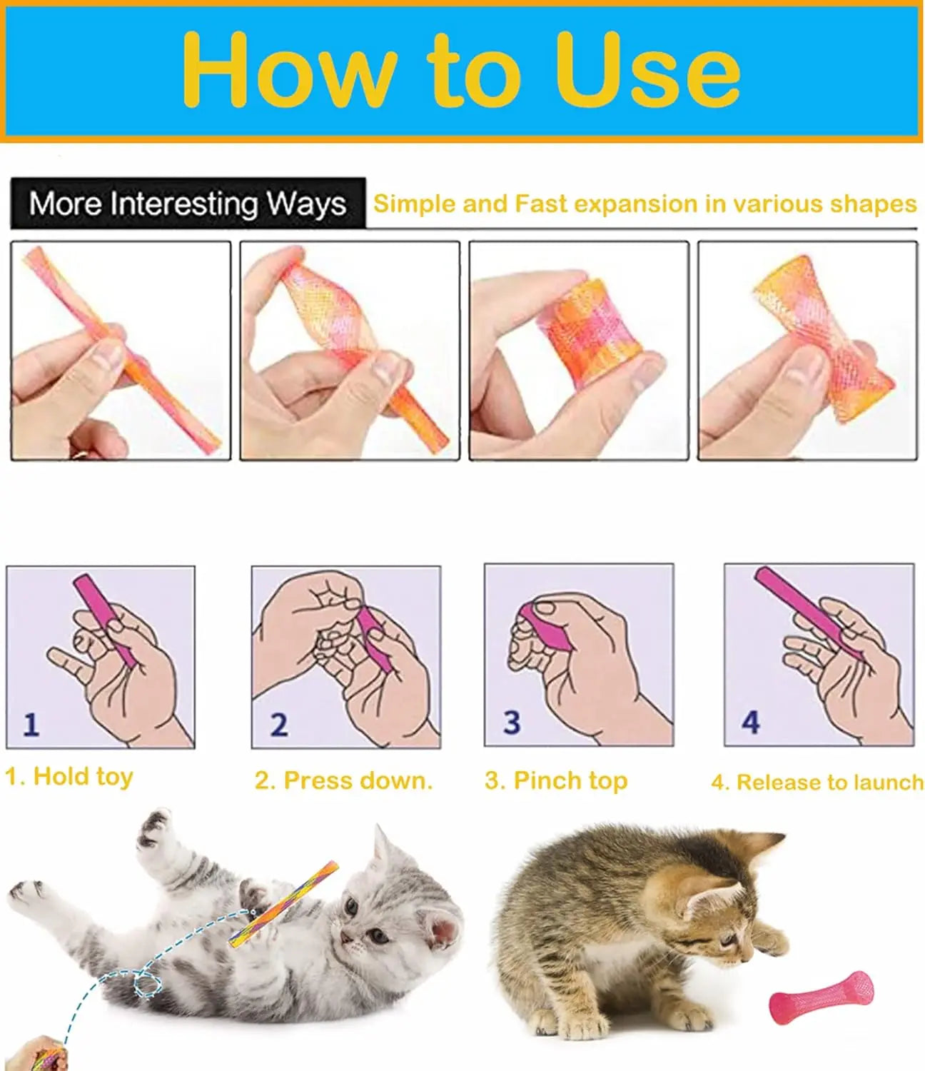 Cat Spring Toy With Catnip Mesh Tubes Indoor Cats Playful