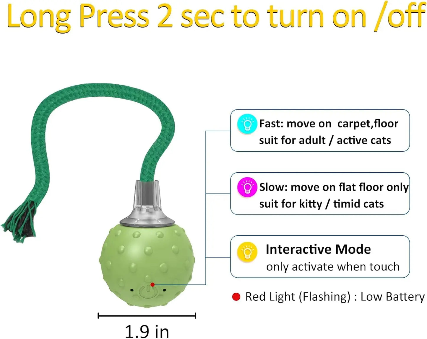 Interactive cat toy designed for adult cats,with automatic fast movement on the carpet,bird calls,and motion activated cat balls