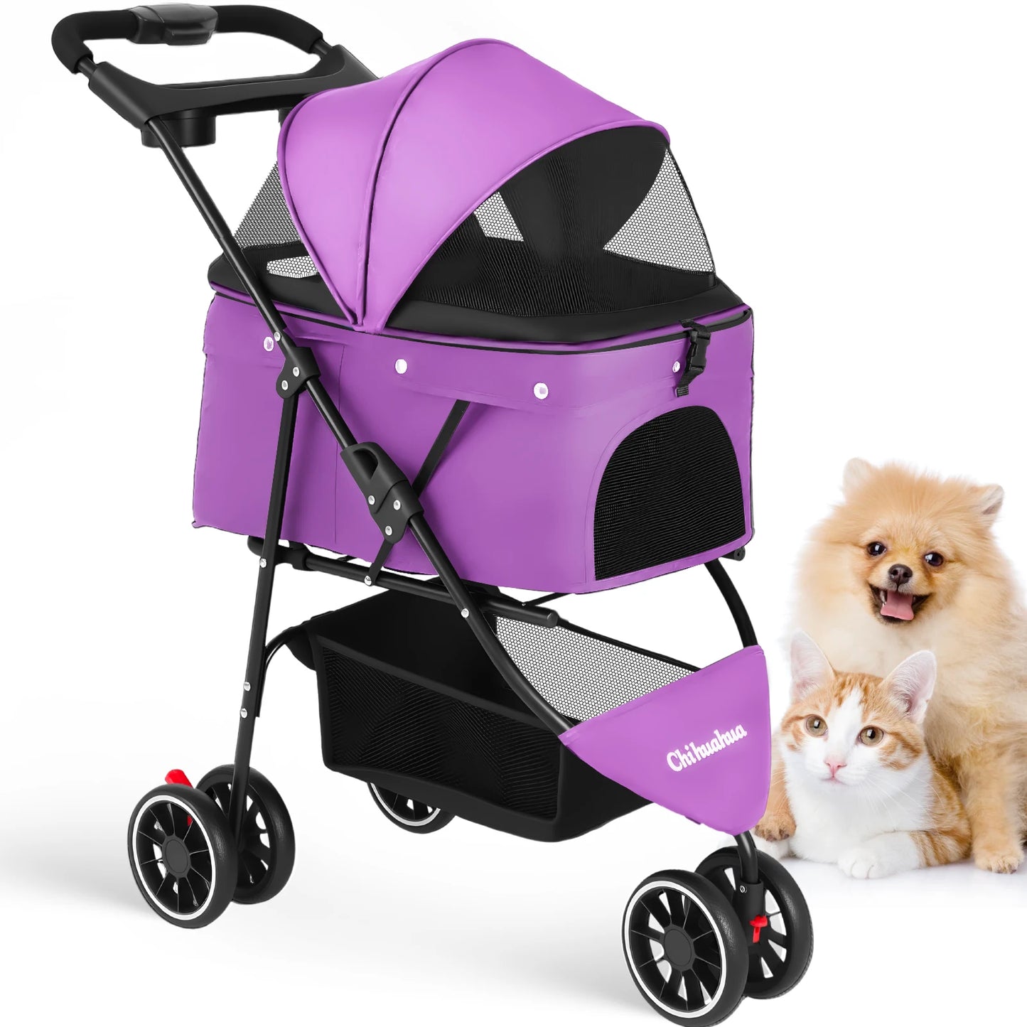 CHIHUAHUA Pet Stroller Three Wheel Foldable Travel Carrier Outdoor