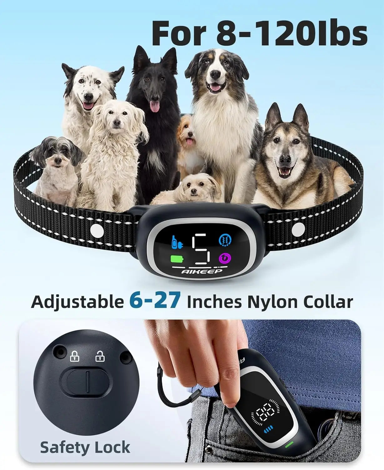 XMSJ 2in1 Dog Shock Bark Collar With Remote Training