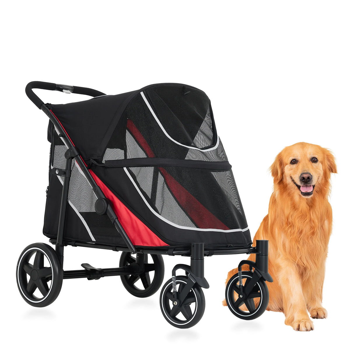 Foldable Pet Stroller for Large and Medium Dogs with Canopy