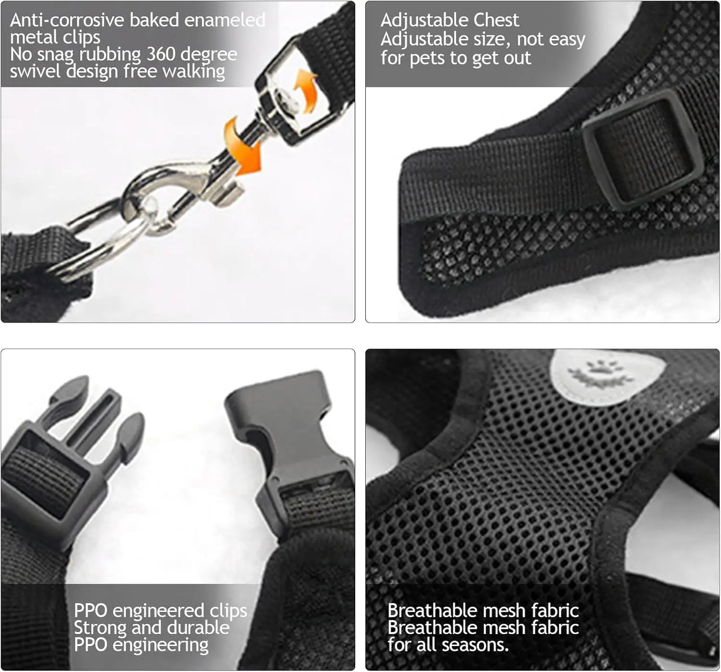 Cat And Dog Harness Vest Leash For Small Medium Pets Polyester Adjustable Mesh