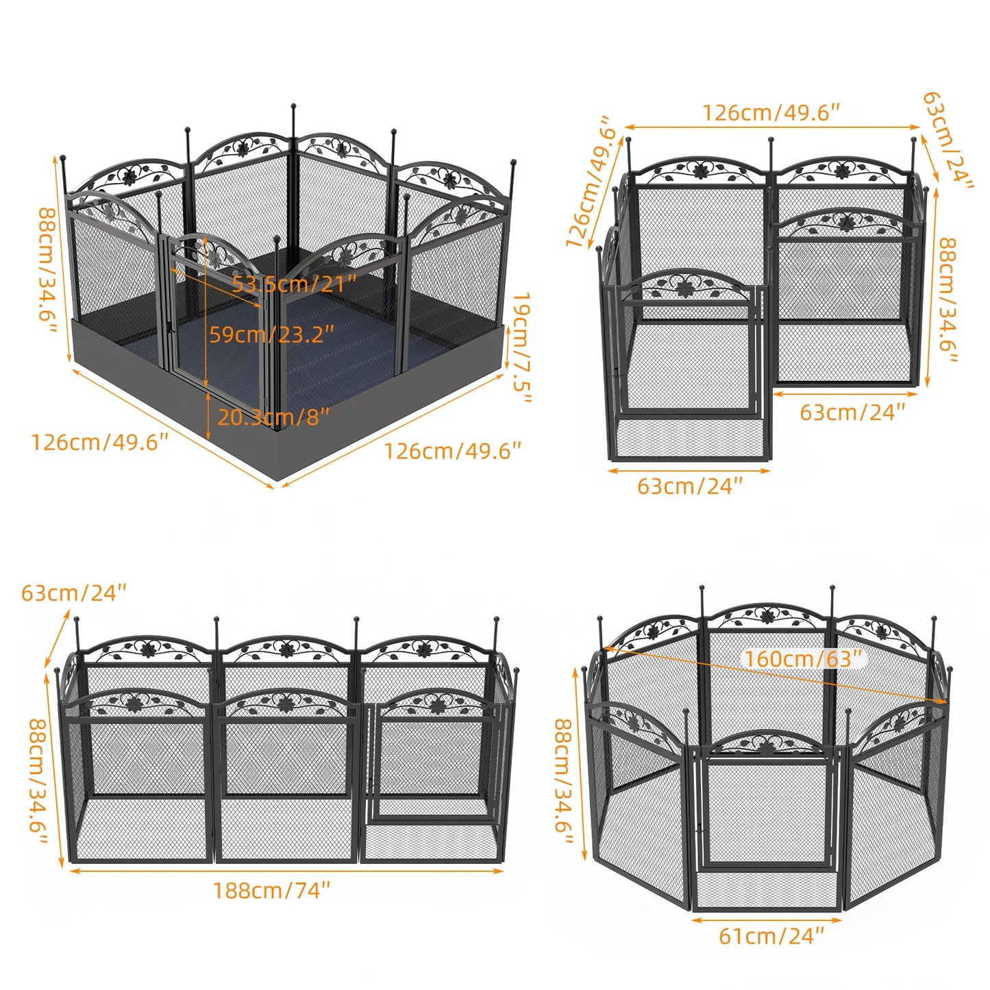 BINGOPAWHign-concerned Heavy Duty Dog Playpen For Indoor Outdoor Training