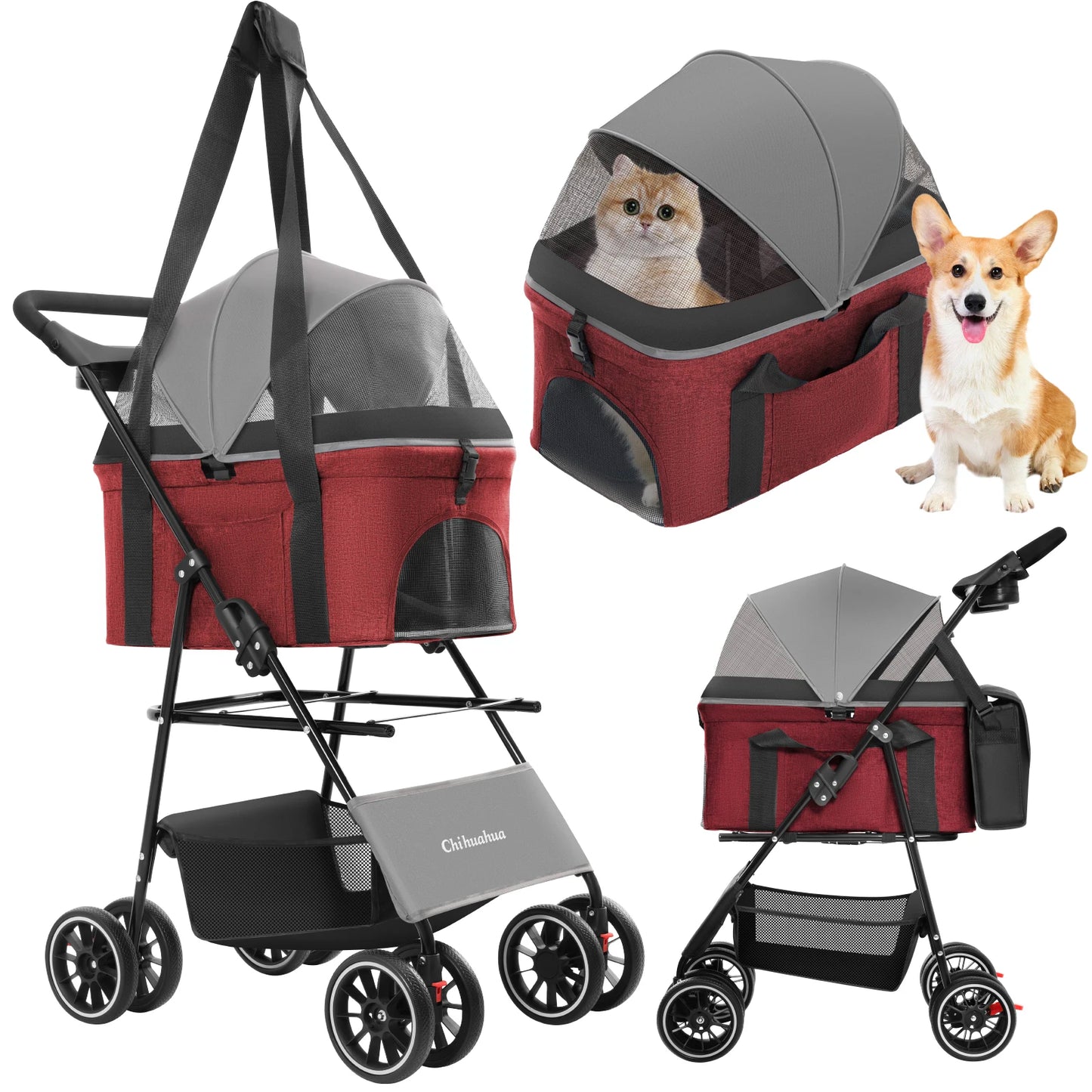 Chihuahua 3 In 1 Pet Stroller For DogsAndCats Premium