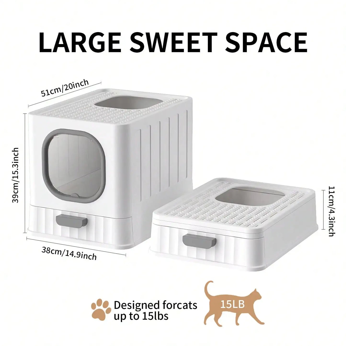 Hign Concerned Fully Enclosed Cat Toilet With Lid Odorless