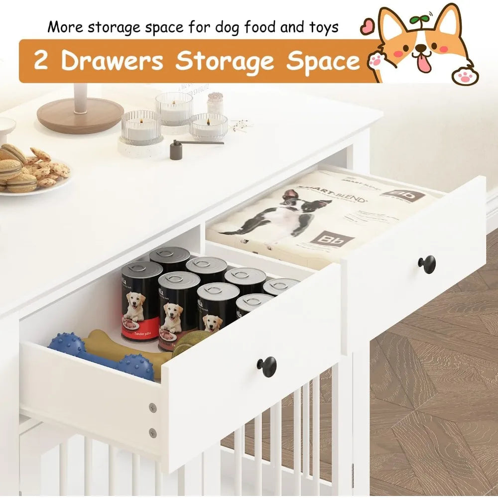 Hign-concerned Wooden Dog Crate Kennel With Drawers