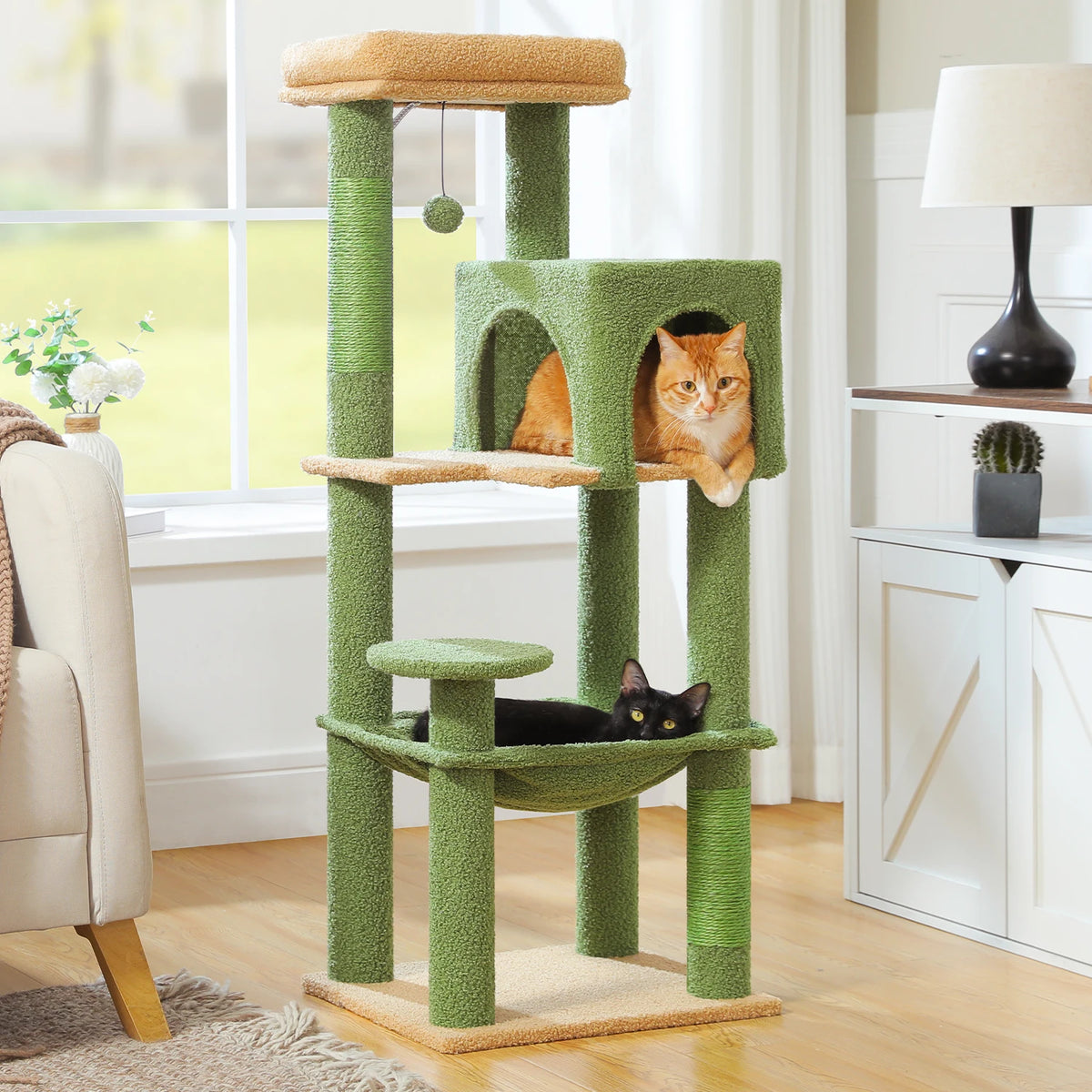 PEQULTI Five-Level Cat Tree with Condo, Hammock and Sisal Scratcher