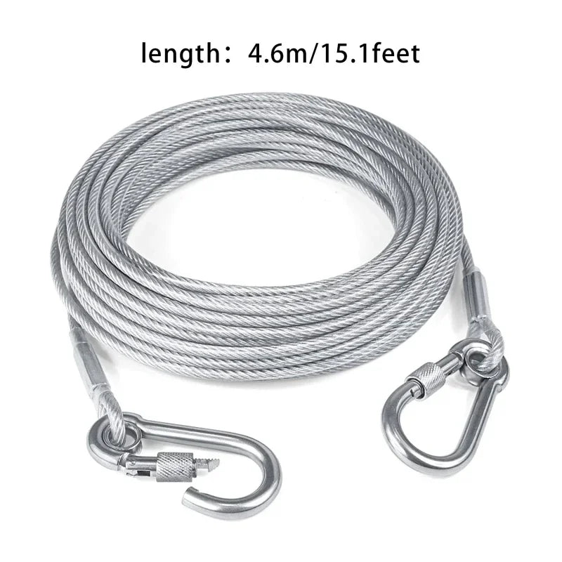 Double Headed Dog Tie Out Cable Leash With Metal Buckle