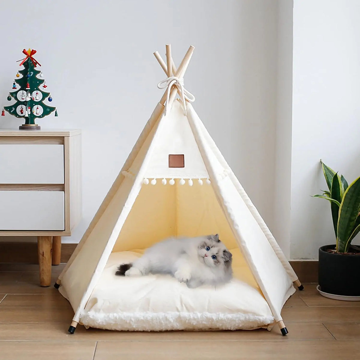 Dog And Cat Teepee With Removable Cushion And Washable Cover