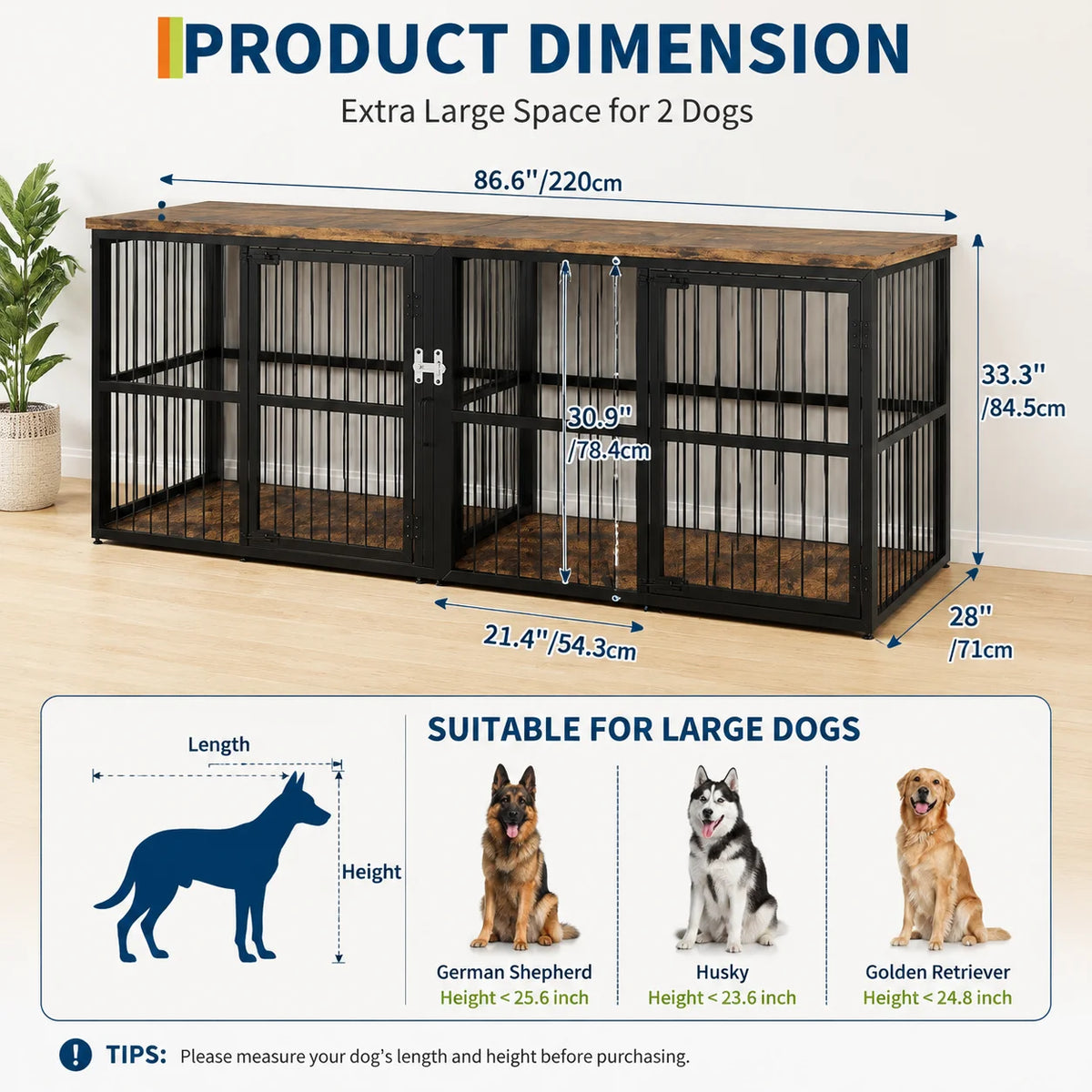 Extra Large Double Dog Crate Furniture With Divider Storage Cabinet