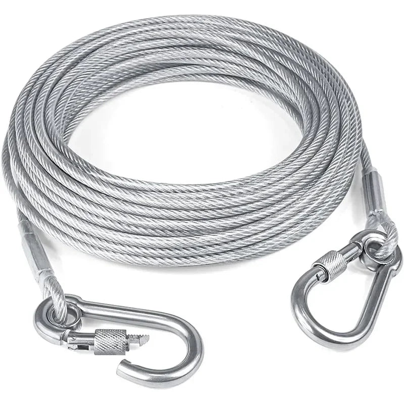 Double Headed Dog Tie Out Cable Leash With Metal Buckle