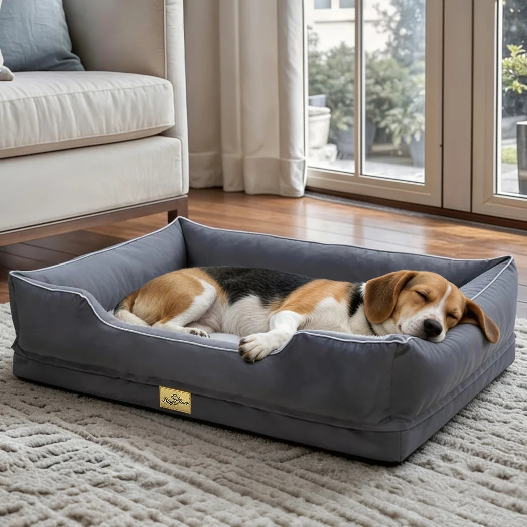 BORWART Orthopedic Dog Bed With Bolster For Deep Snuggling