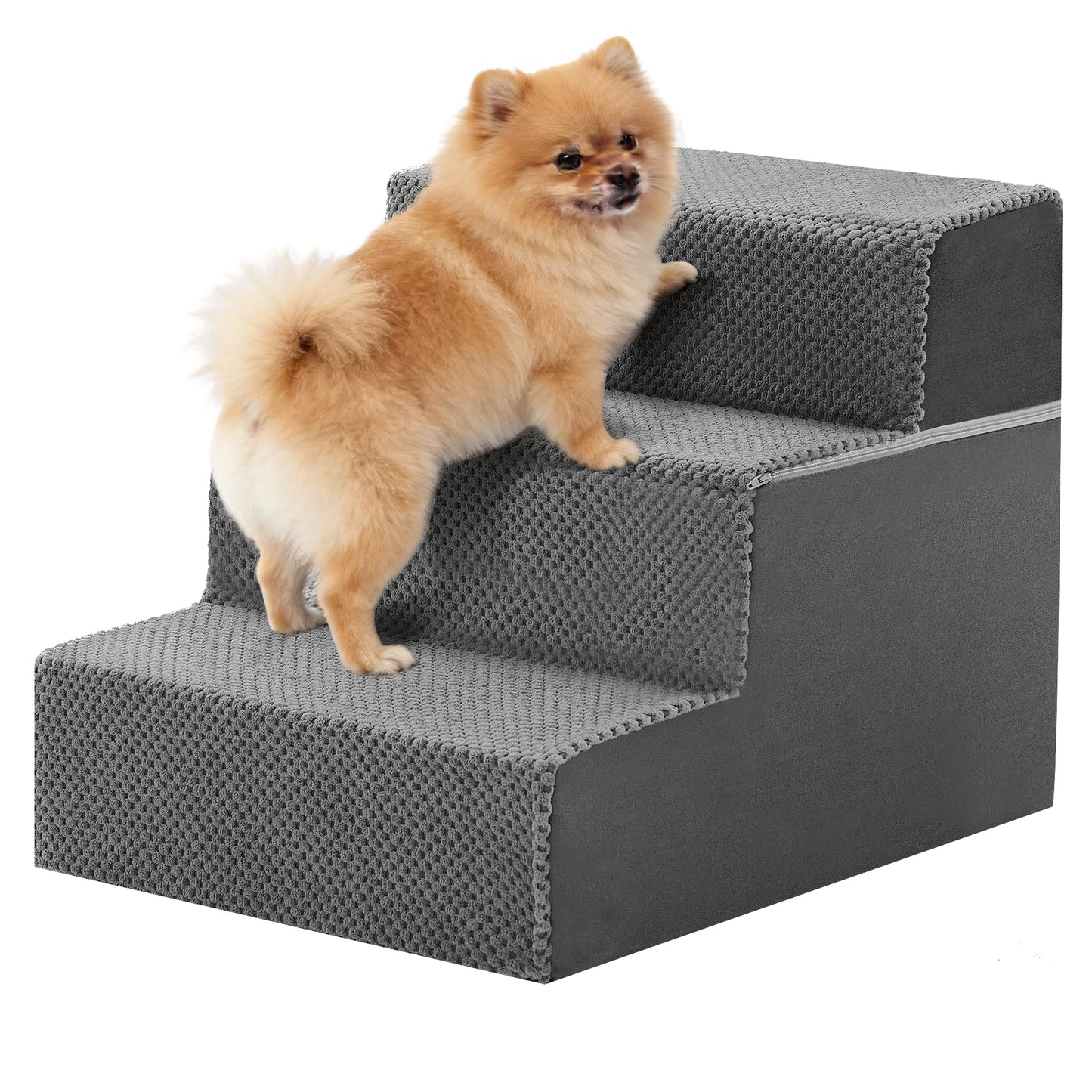 JHK 3-5 Step Right Angled Foam Dog Stairs Ramp Indoor