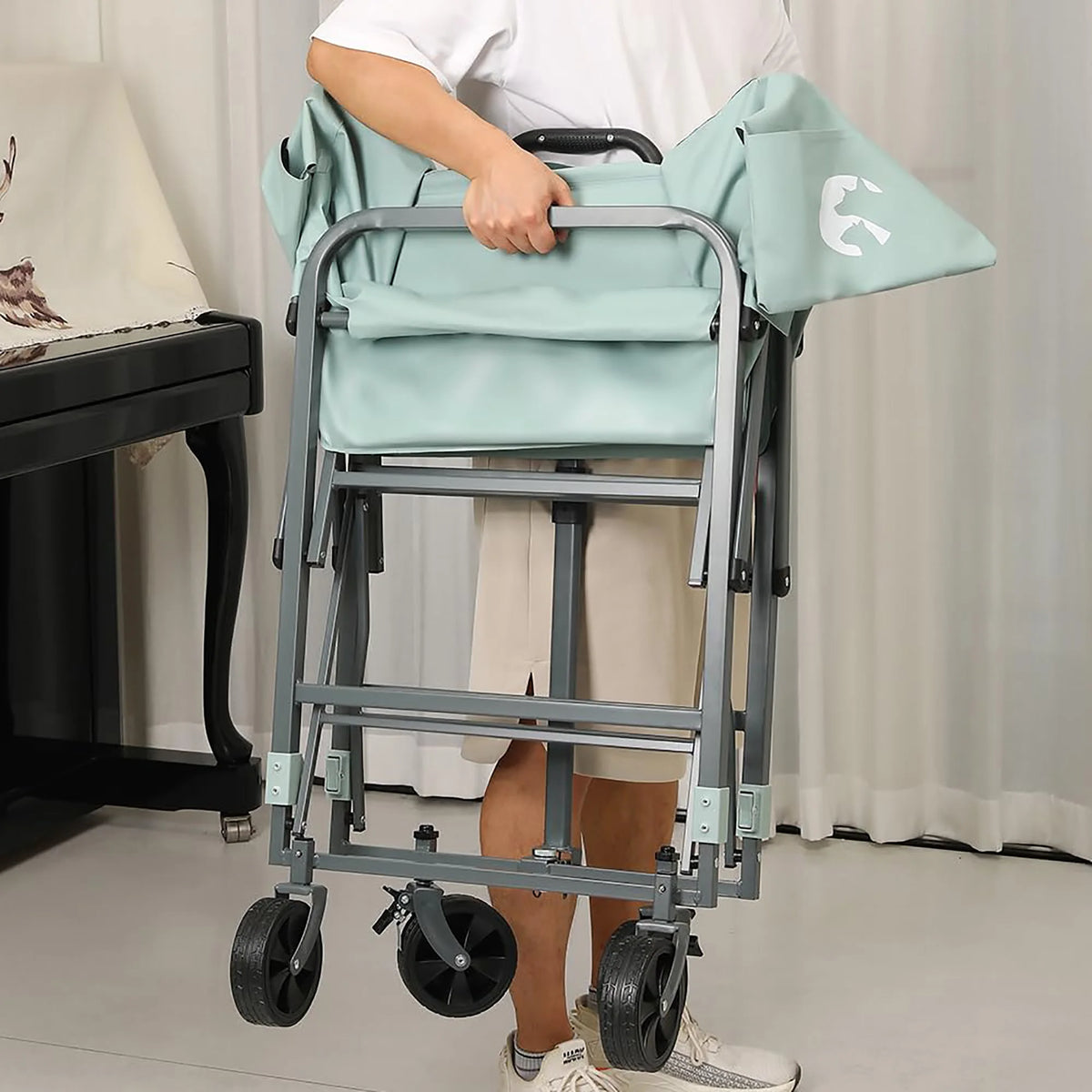 HiMISS Folding Dog Bath Tub Portable Grooming Station Rolling Cart