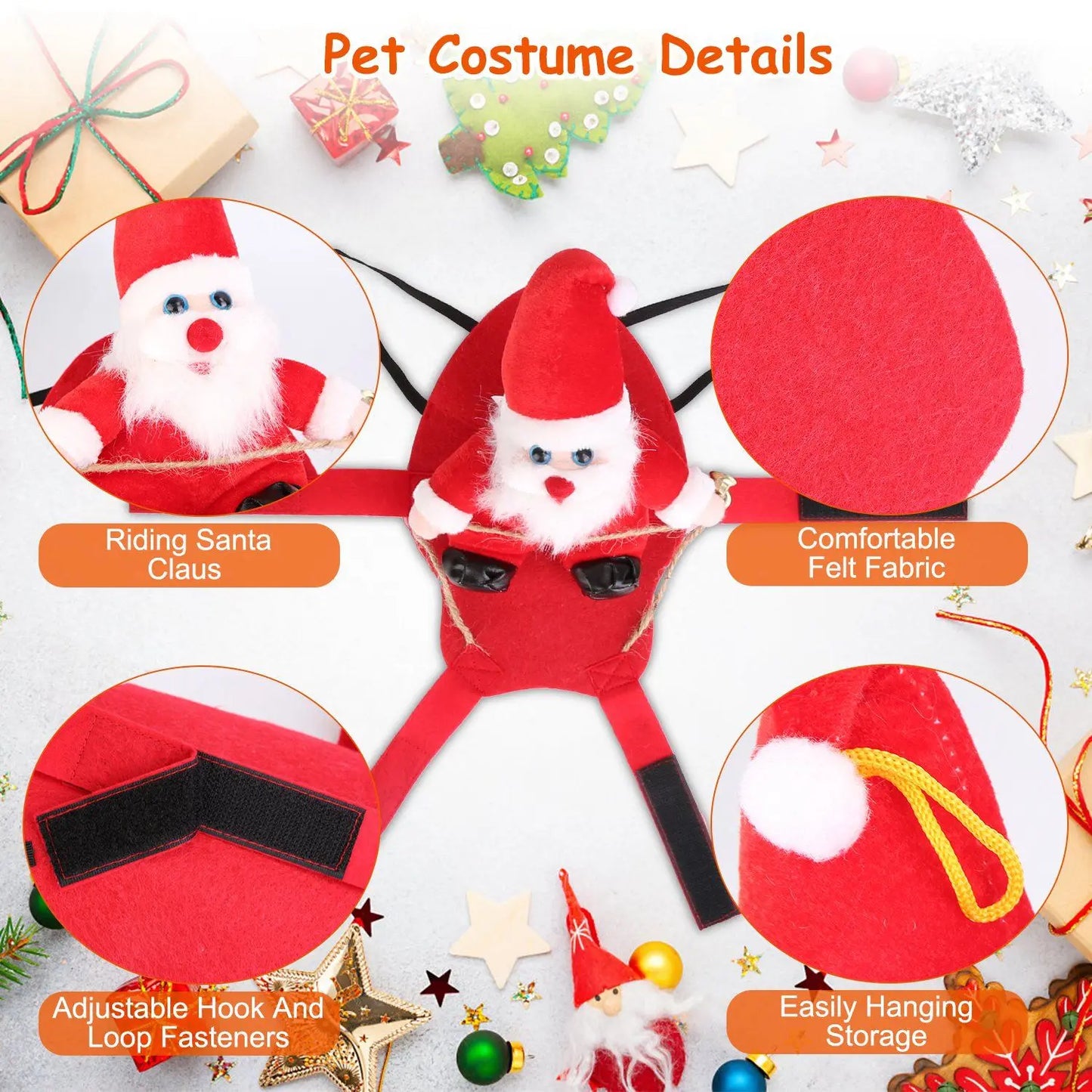 Hunan Pet Christmas Santa Dog Coat With Bell Costume