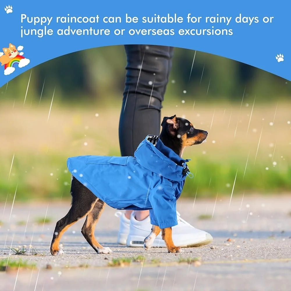Waterproof Lightweight Dog Raincoat Jacket with Hood Adjustable Design Small Medium Dogs Breathable Durable Pet Poncho