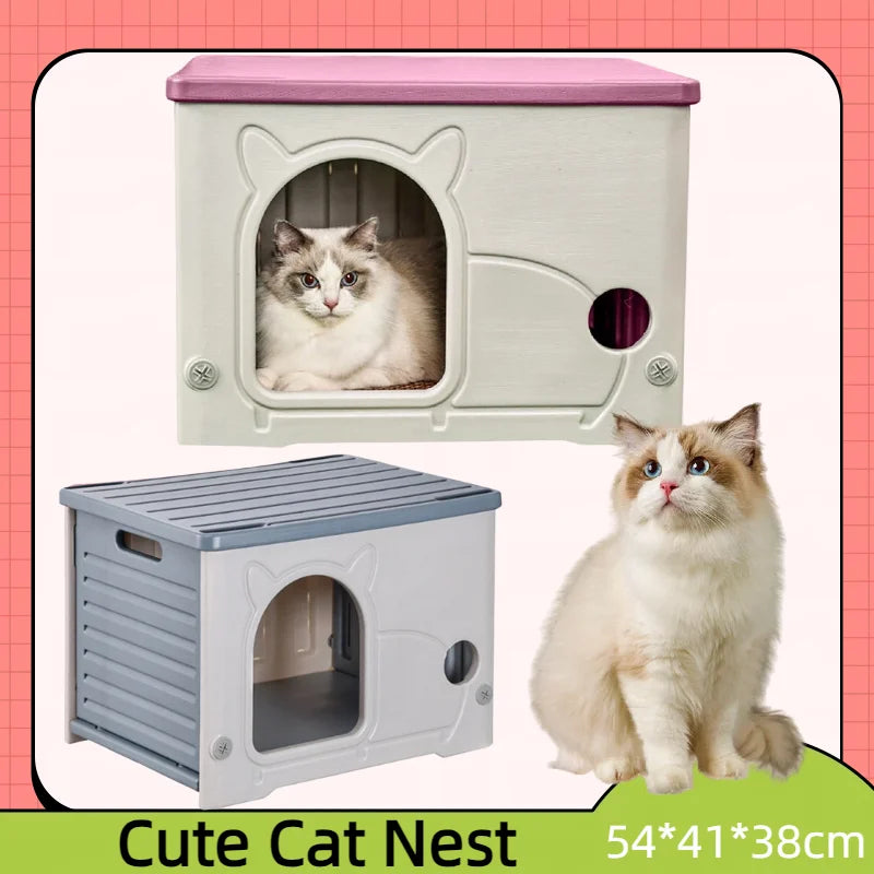 AlloetCN Outdoor Cat House Cozy Waterproof Shelter Small Pets