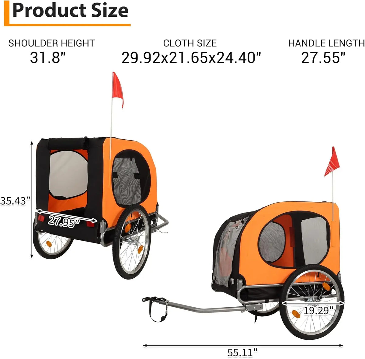 TWISTER CK Foldable Dog Bike Trailer with Quick Release Wheels