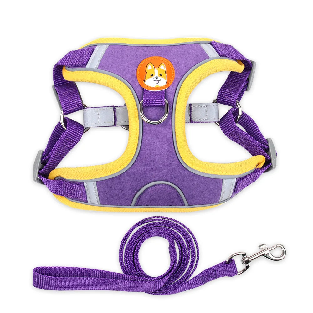 NONECN Reflective Harness Vest With Leash Breathable Mesh Padding