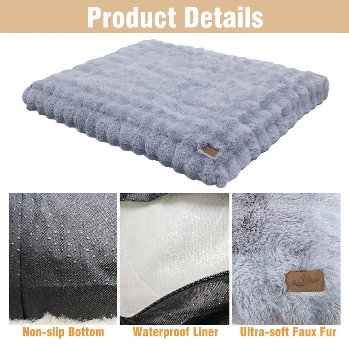 BINGOPAW Plush Calming Dog Bed With Removable Cover Foam Base