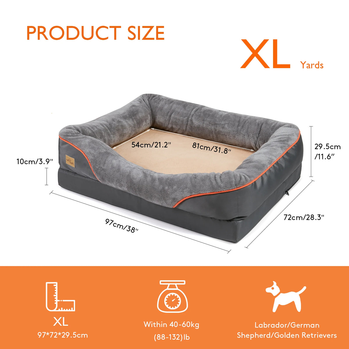 BORWART Orthopedic Memory Foam Dog Sofa Bed Waterproof Removable Cover