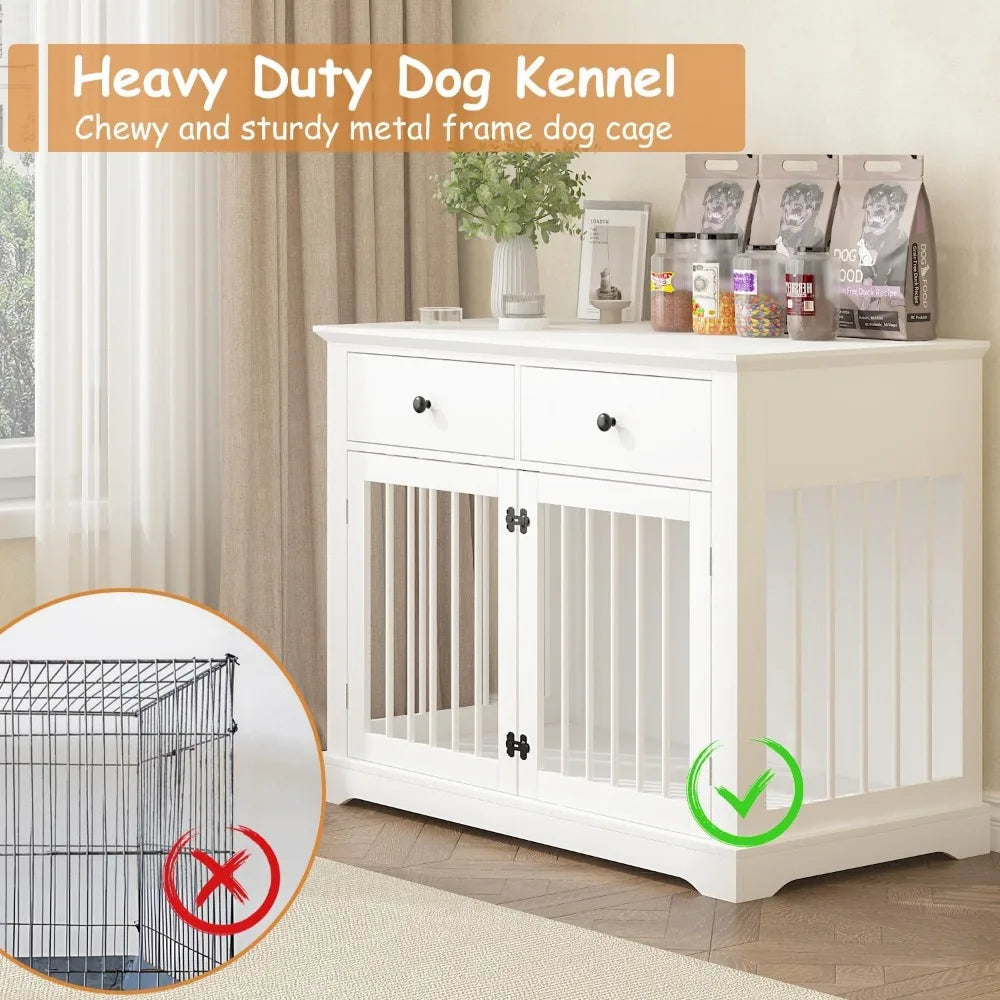 Hign-concerned Wooden Dog Crate Kennel With Drawers