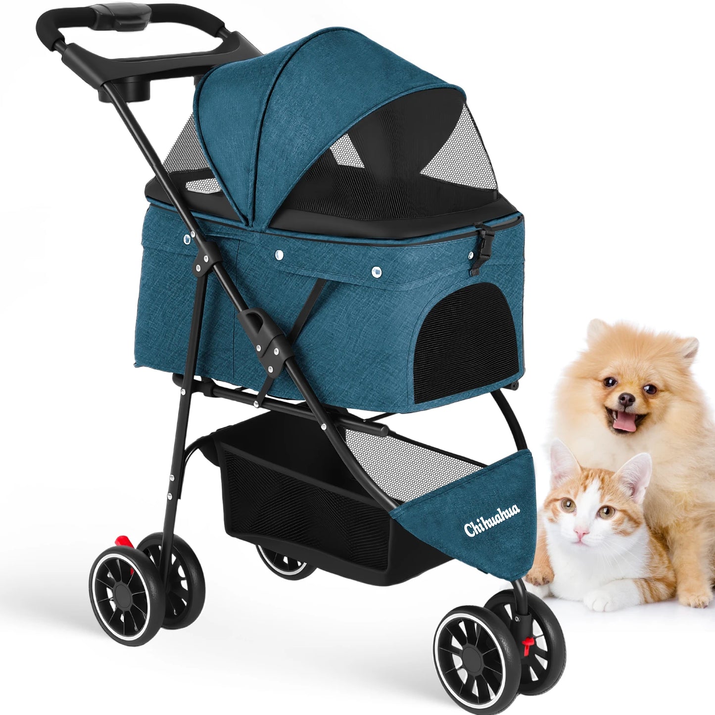 CHIHUAHUA Pet Stroller Three Wheel Foldable Travel Carrier Outdoor