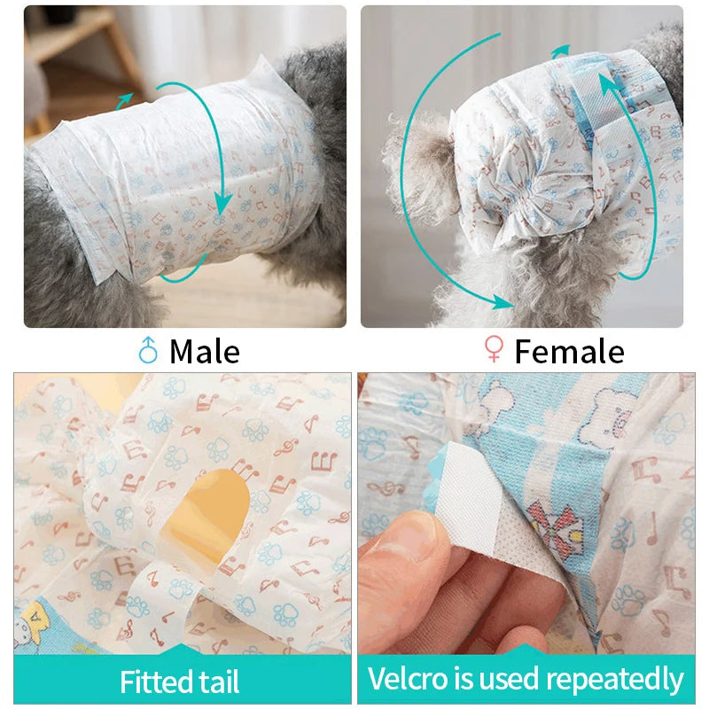 Female Dog Diapers Super Absorbent Leakproof Breathable Nappies
