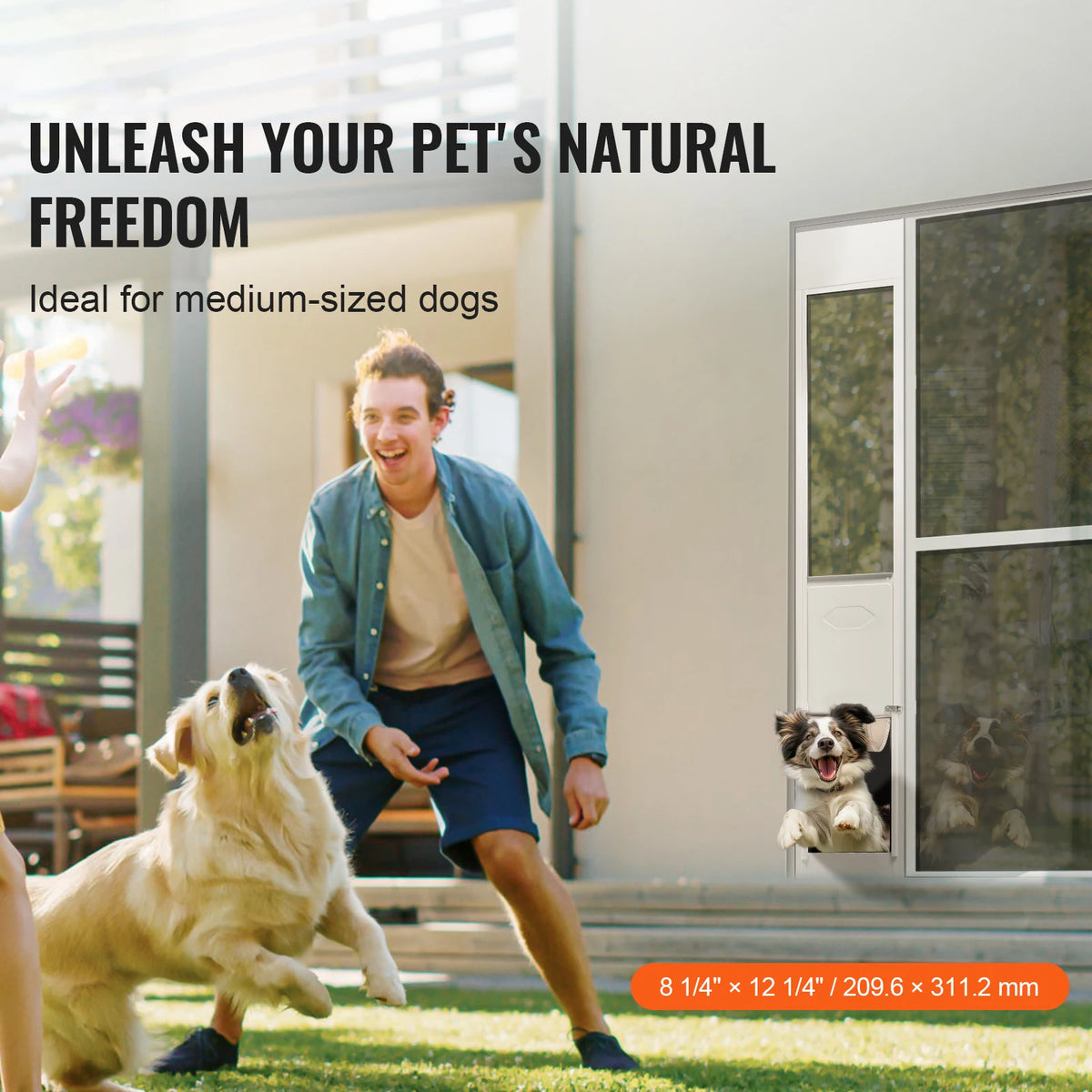 SucceBuy Adjustable Sliding Glass Door Dog Door With Aluminum Frame