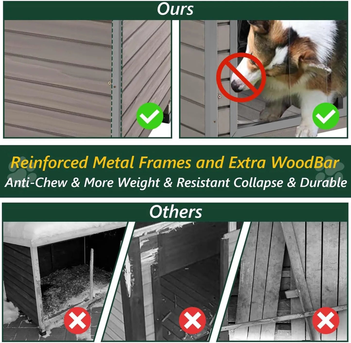 PetsCosset Wooden Dog House Kennel With Anti Chewing