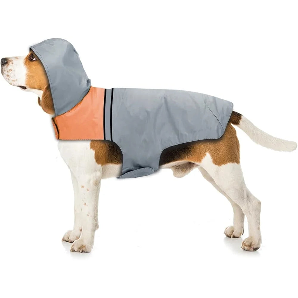 Breathable Reflective Dog Raincoat Waterproof Adjustable Reflective Strip Hooded Jacket Outdoor Activities