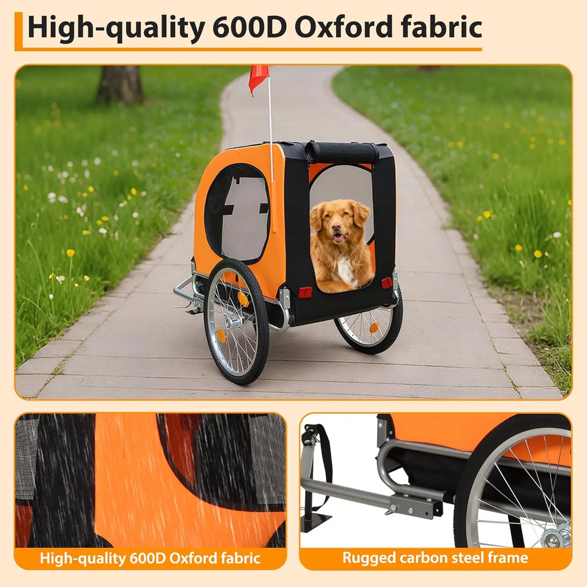 TWISTER CK Foldable Dog Bike Trailer with Quick Release Wheels