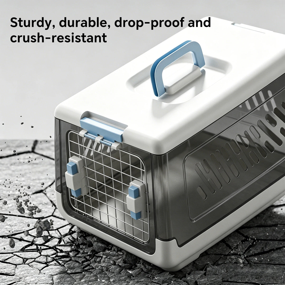 Ventilated Pet Travel Carrier Box with Removable Easy Clean Design