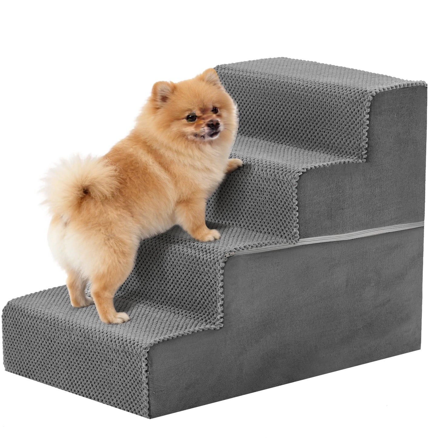 JHK 3-5 Step Right Angled Foam Dog Stairs Ramp Indoor