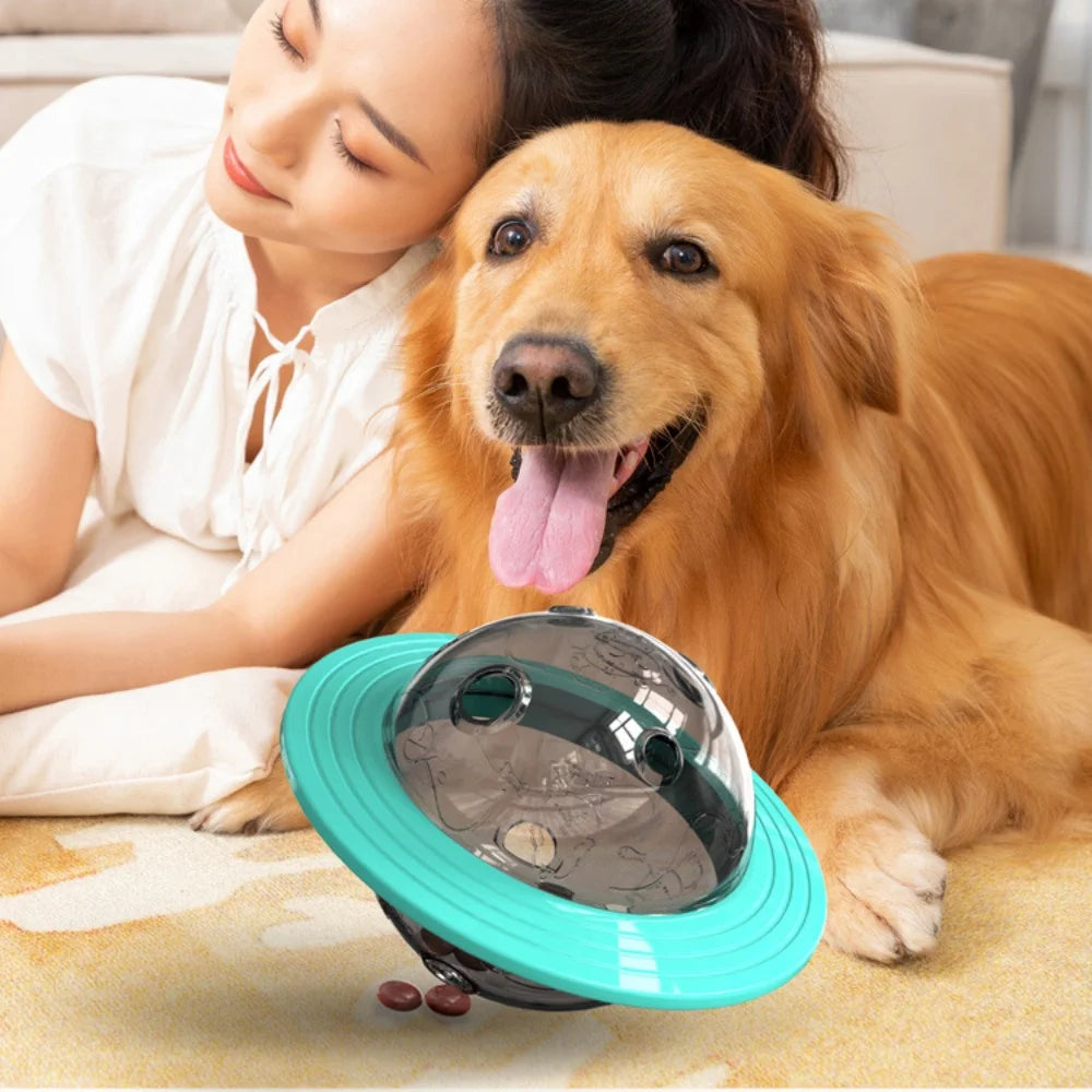 Chew Proof Flying Saucer Dog Toy Treat Dispenser Wobble Ball