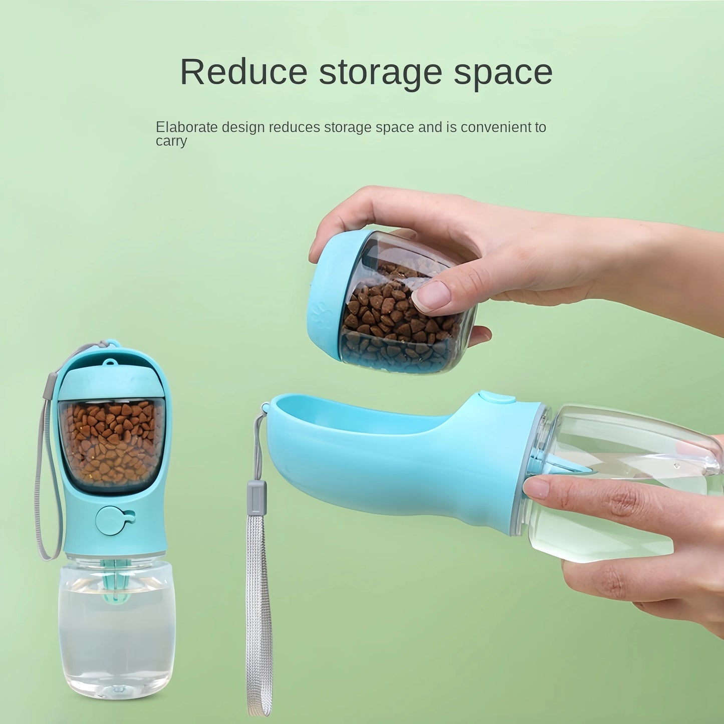 Portable Dog Cat Water Bottle With Food Storage For Travel