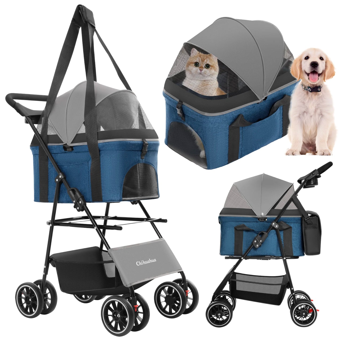 Chihuahua 3 In 1 Pet Stroller For DogsAndCats Premium