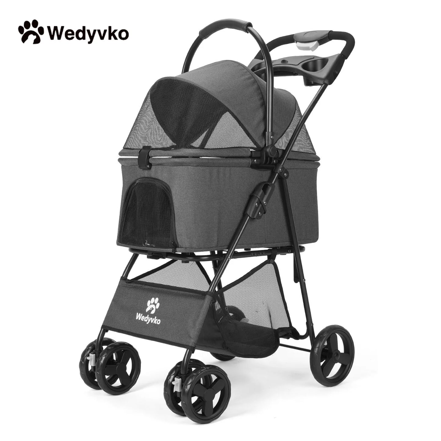 Wedyvko Detachable Pet Stroller Cup Holder Four Wheels