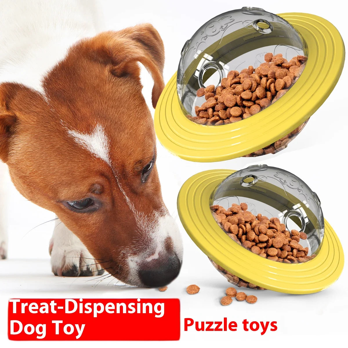 Chew Proof Flying Saucer Dog Toy Treat Dispenser Wobble Ball