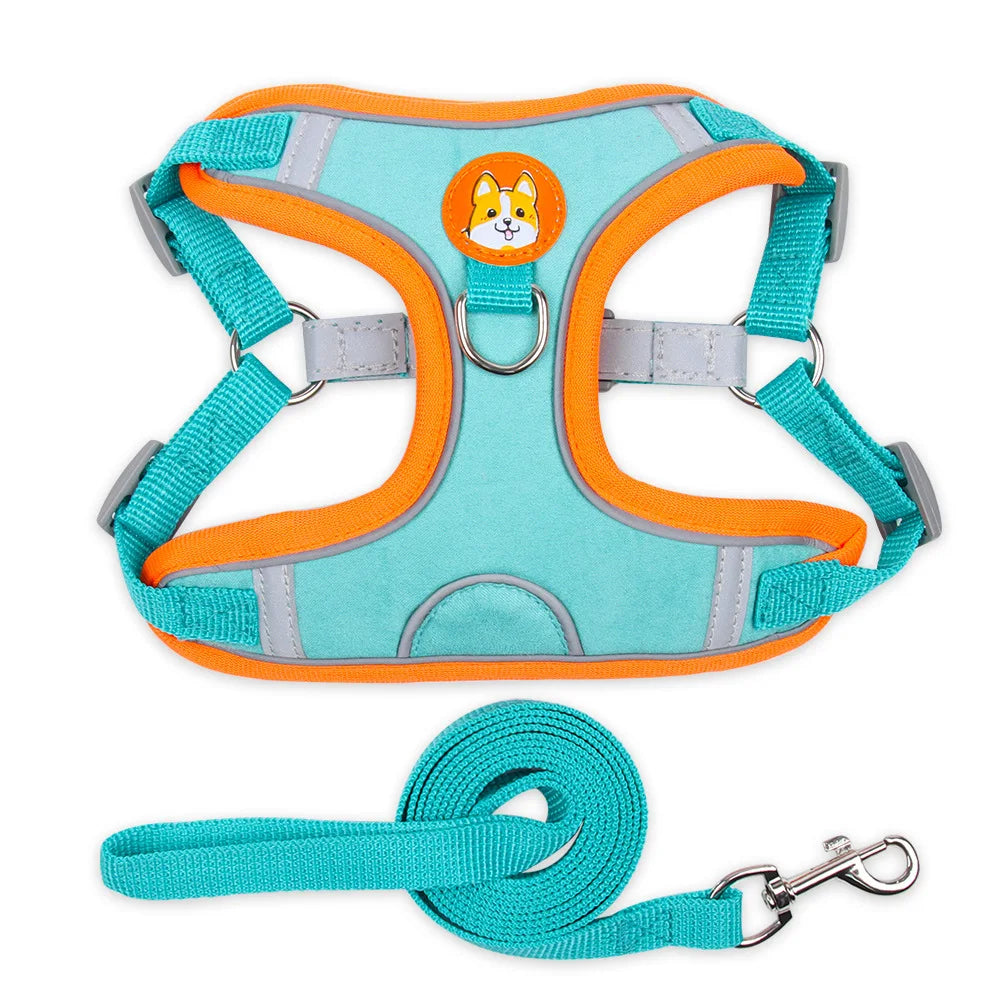 NONECN Reflective Harness Vest With Leash Breathable Mesh Padding