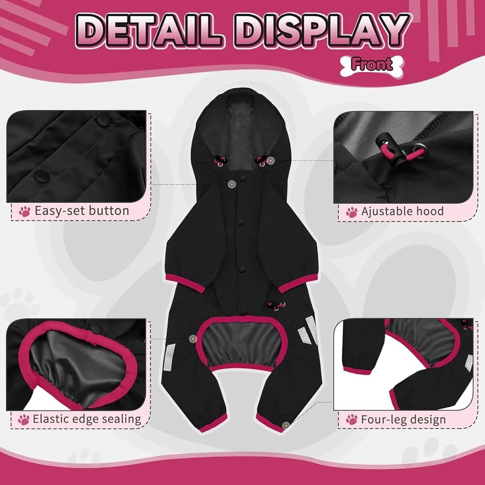 Hign-concerned Waterproof Dog Raincoat Reflective Leash Hole