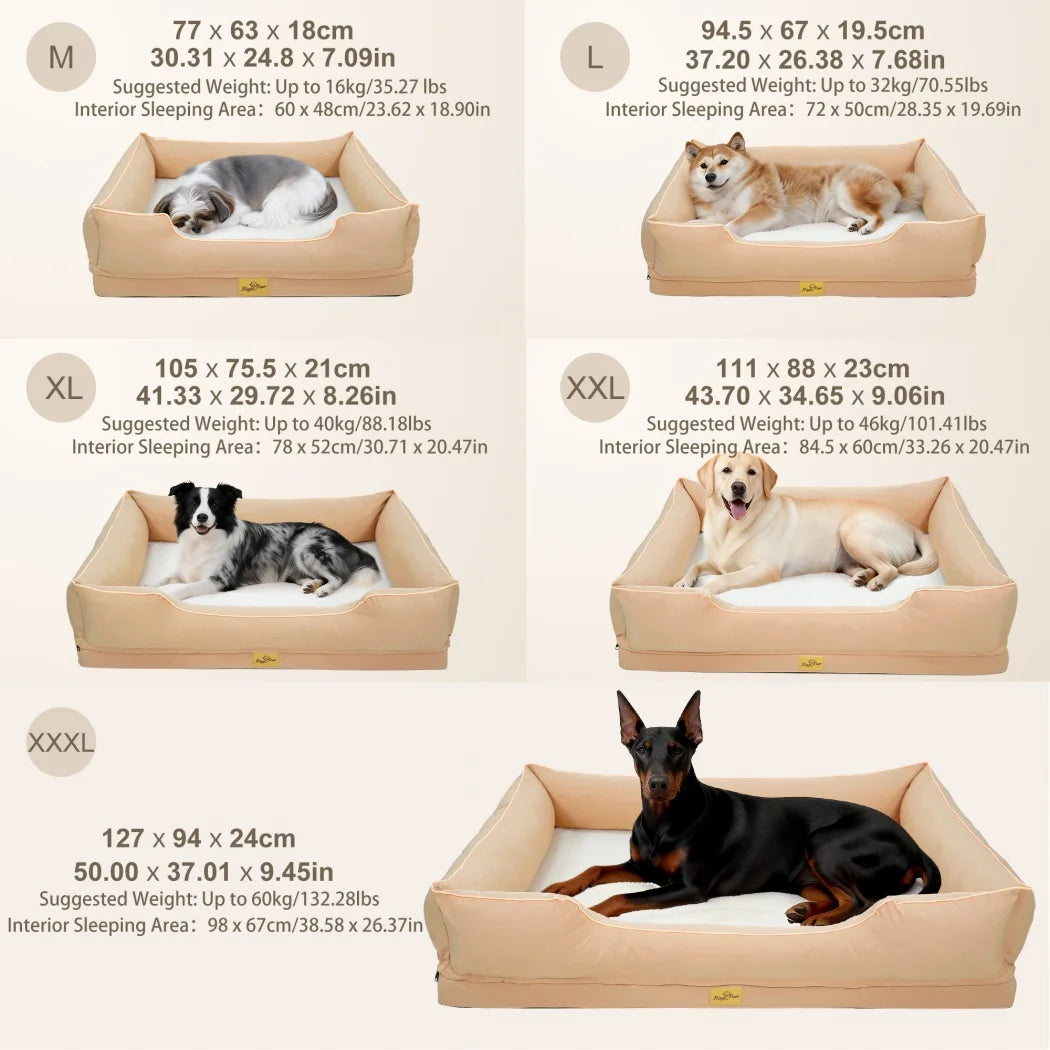 BORWART Orthopedic Dog Bed With Bolster For Deep Snuggling
