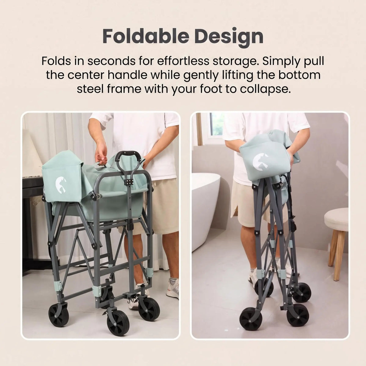 HiMISS Folding Dog Bath Tub Portable Grooming Station Rolling Cart