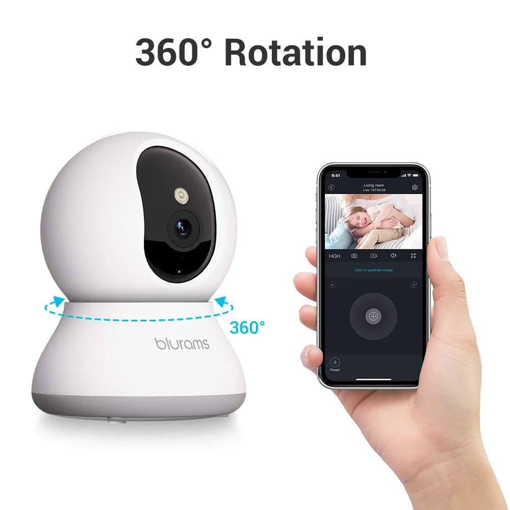 BoyKeep Pet Camera 2K Indoor 360 PTZ Security With App