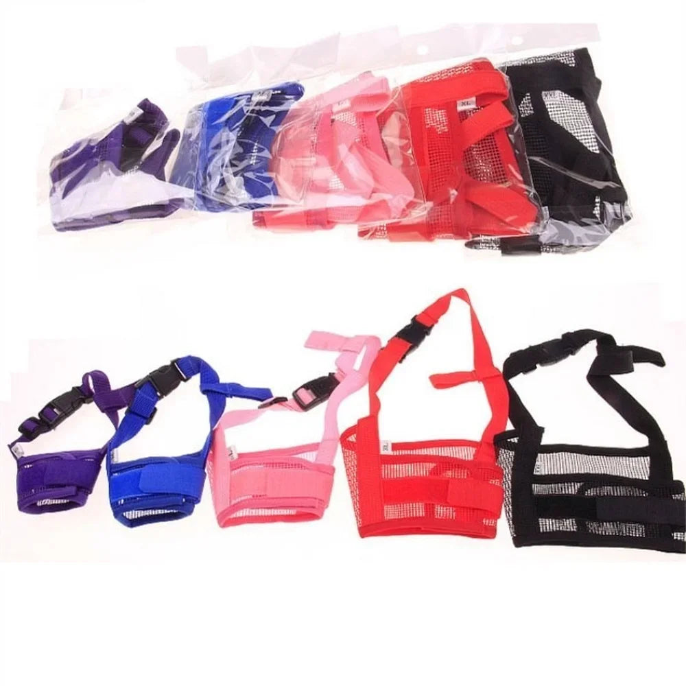 Anti Barking Dog Muzzle Adjustable Mesh Breathable Nylon Straps