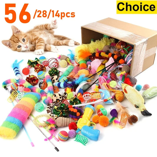 Cat Toys Mixed Pack 56 28 14 Plastic Plush Collection