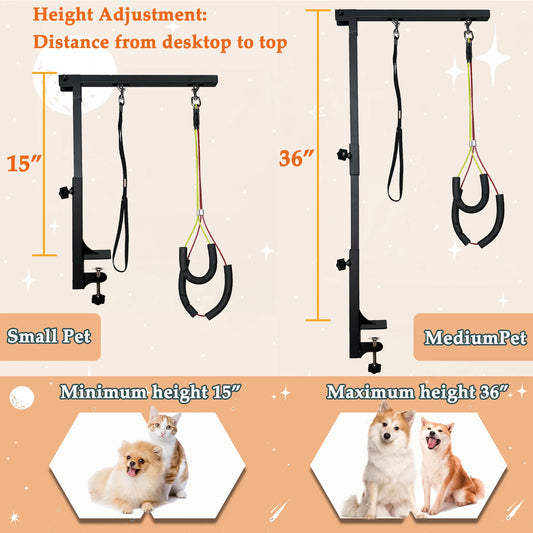 Adjustable Dog Grooming Arm With Clamp And Two Restraint Loops